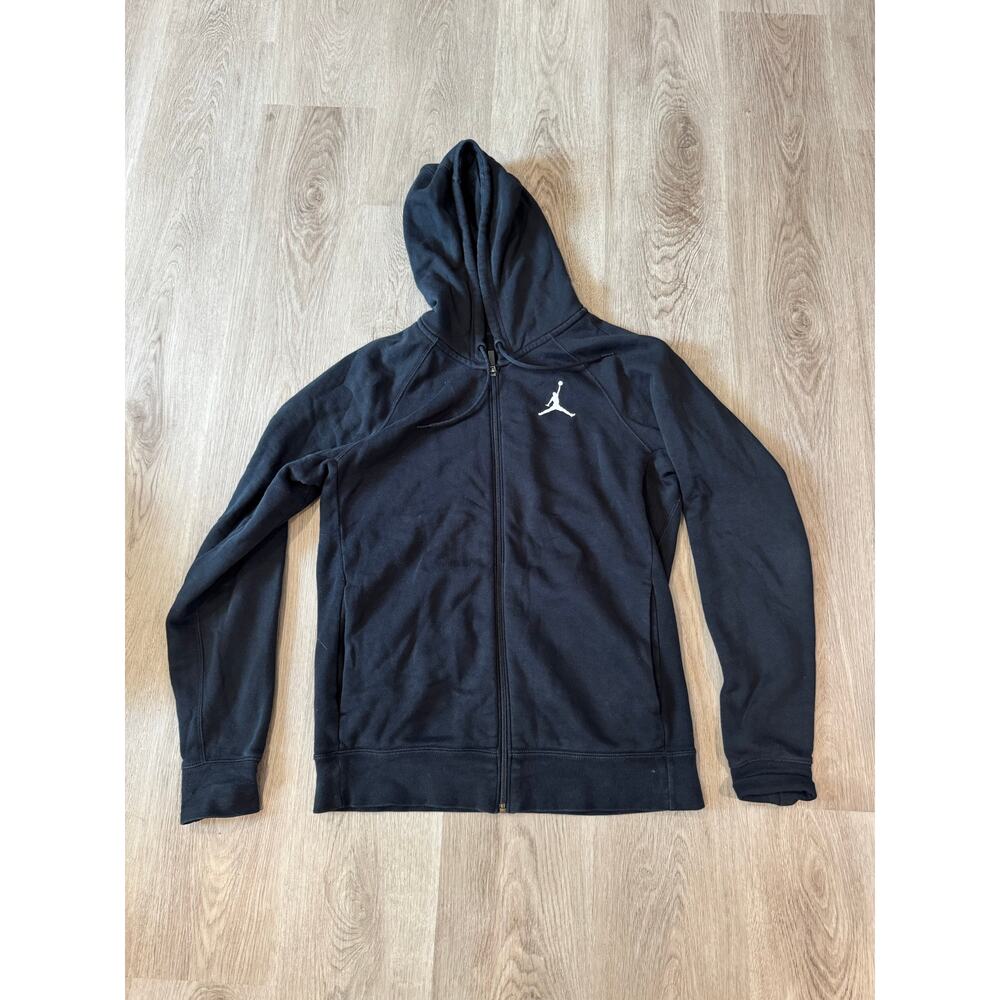 Nike Air Jordan Men's Full Zip Hooded Jacket Fleece Long Sleeve Black Size M
